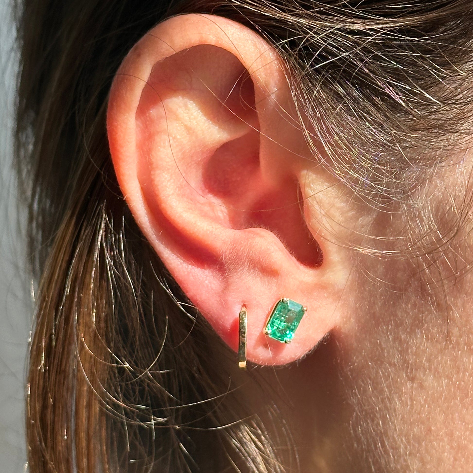 1.75ct Zambian Emerald Prong Set Studs