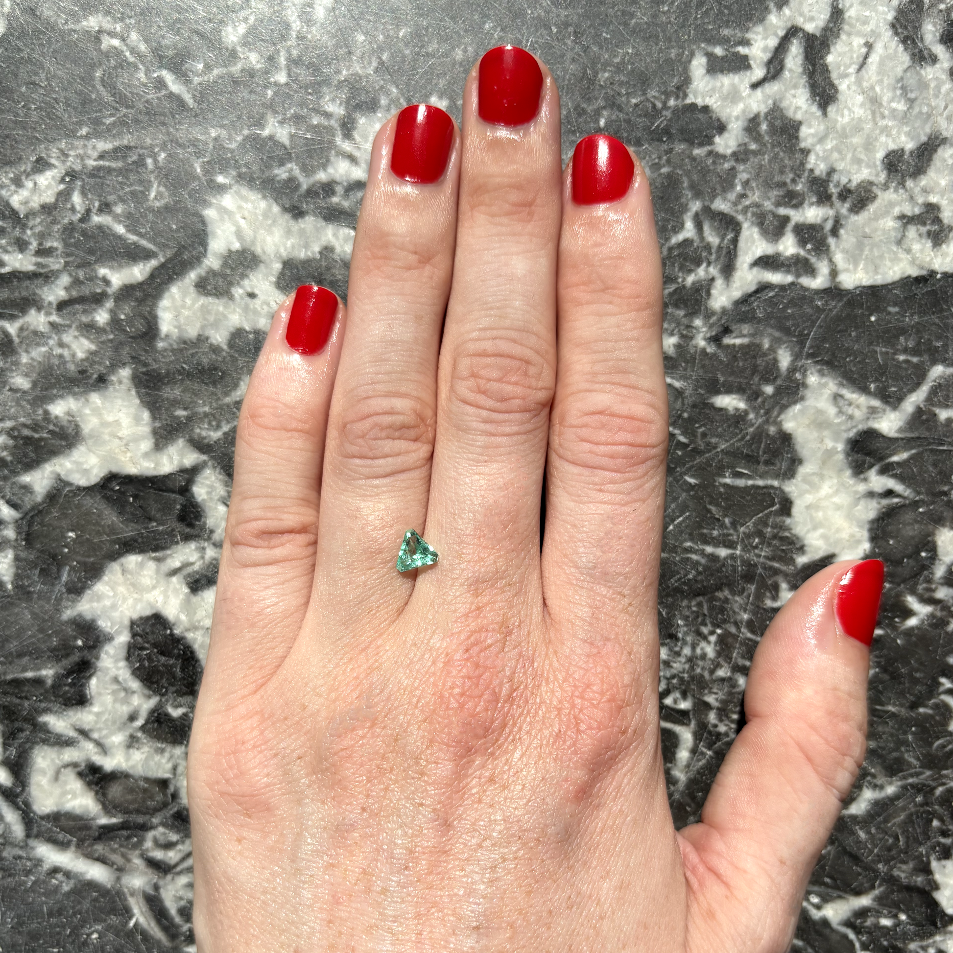 Bespoke 0.56ct Trilliant Muzo Emerald