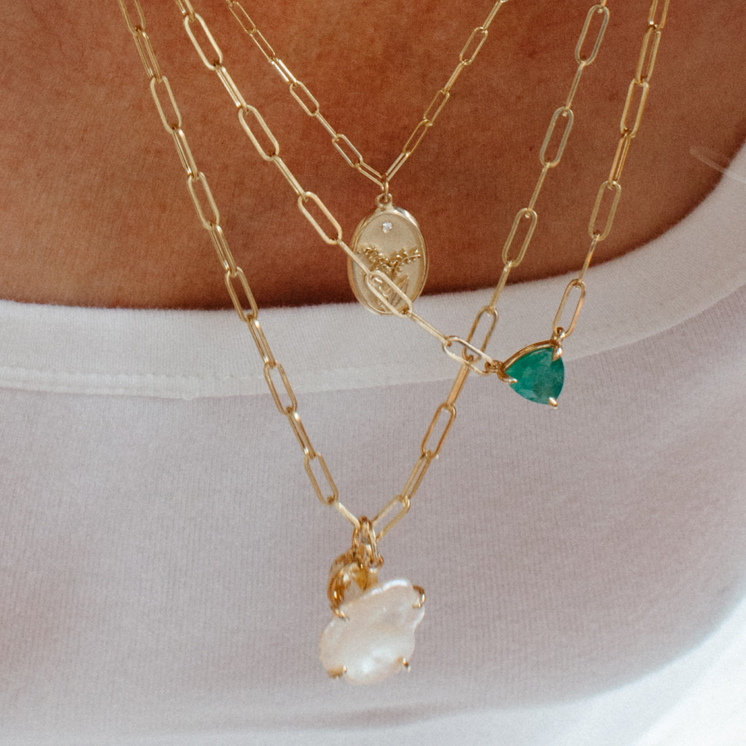 1.96ct Emerald Trilliant Necklace