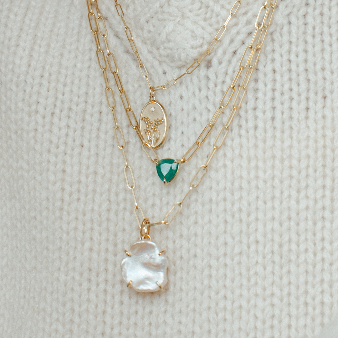 1.96ct Emerald Trilliant Necklace