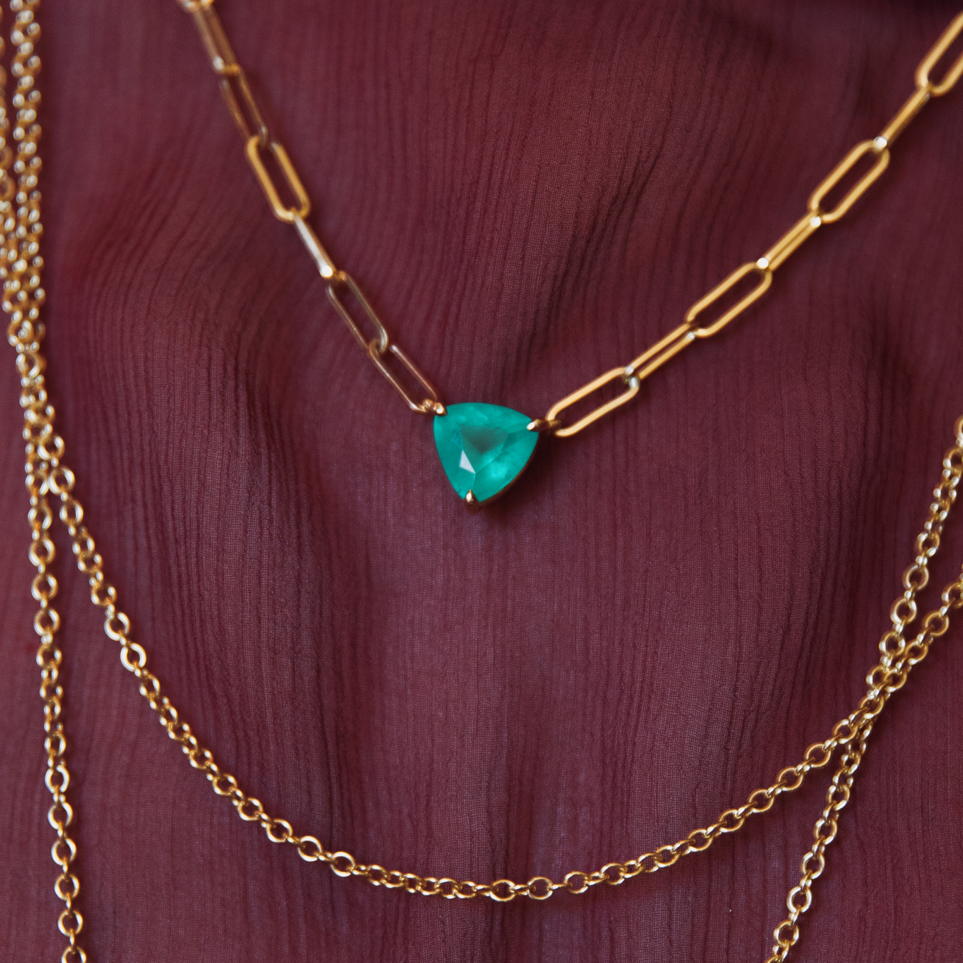 Emerald Trilliant Necklace