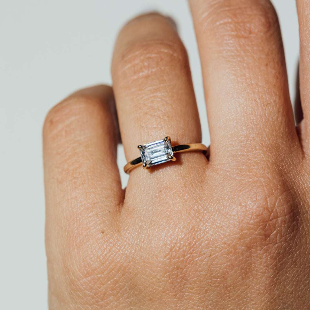 East West Emerald Cut Ring