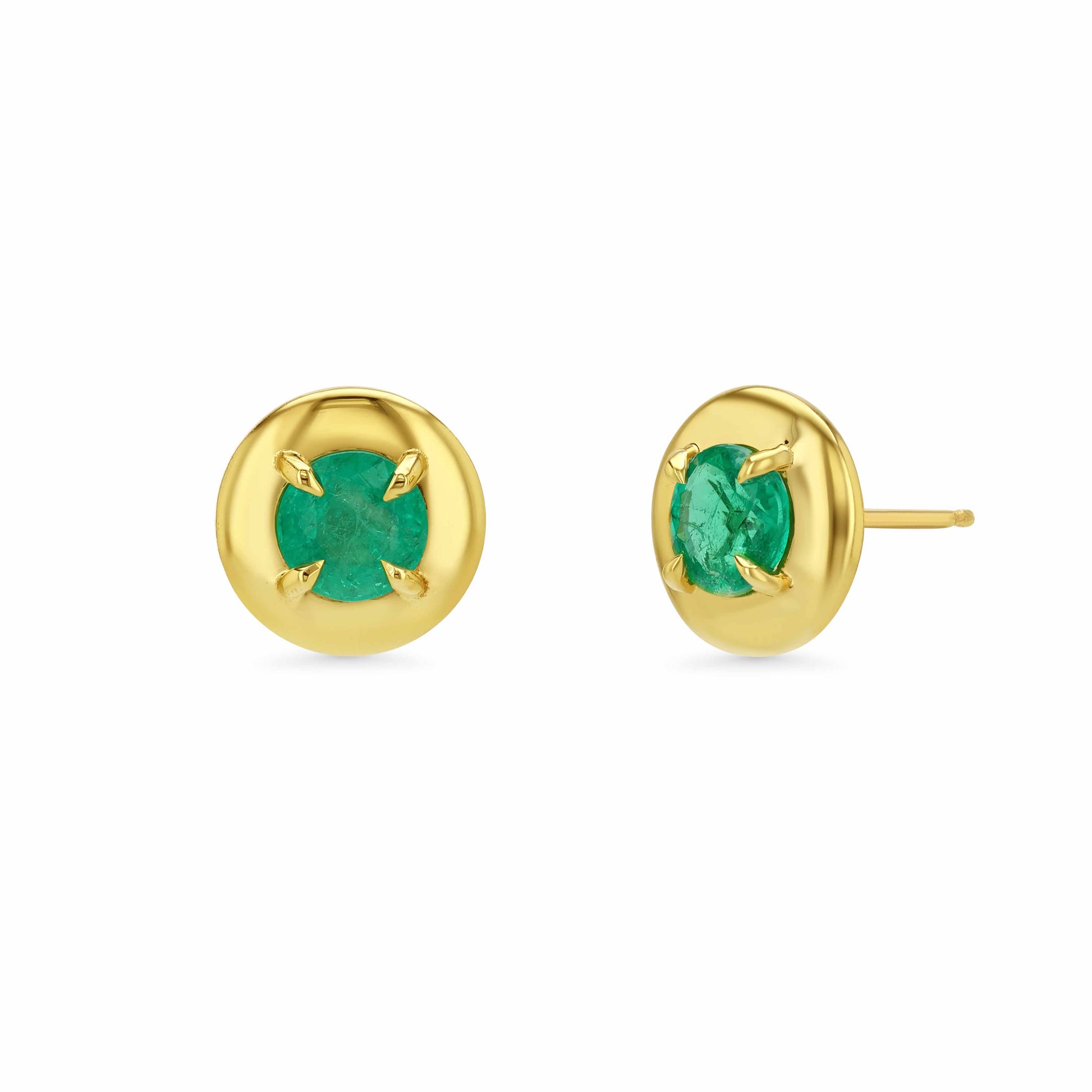1.18tcw Emerald Ripple Prong Stud Earrings