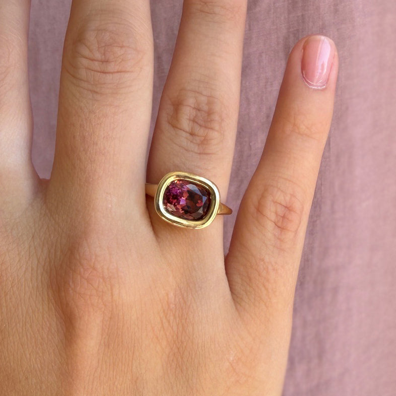 2.22ct Pink Tourmaline Fluffy Bezel Ring