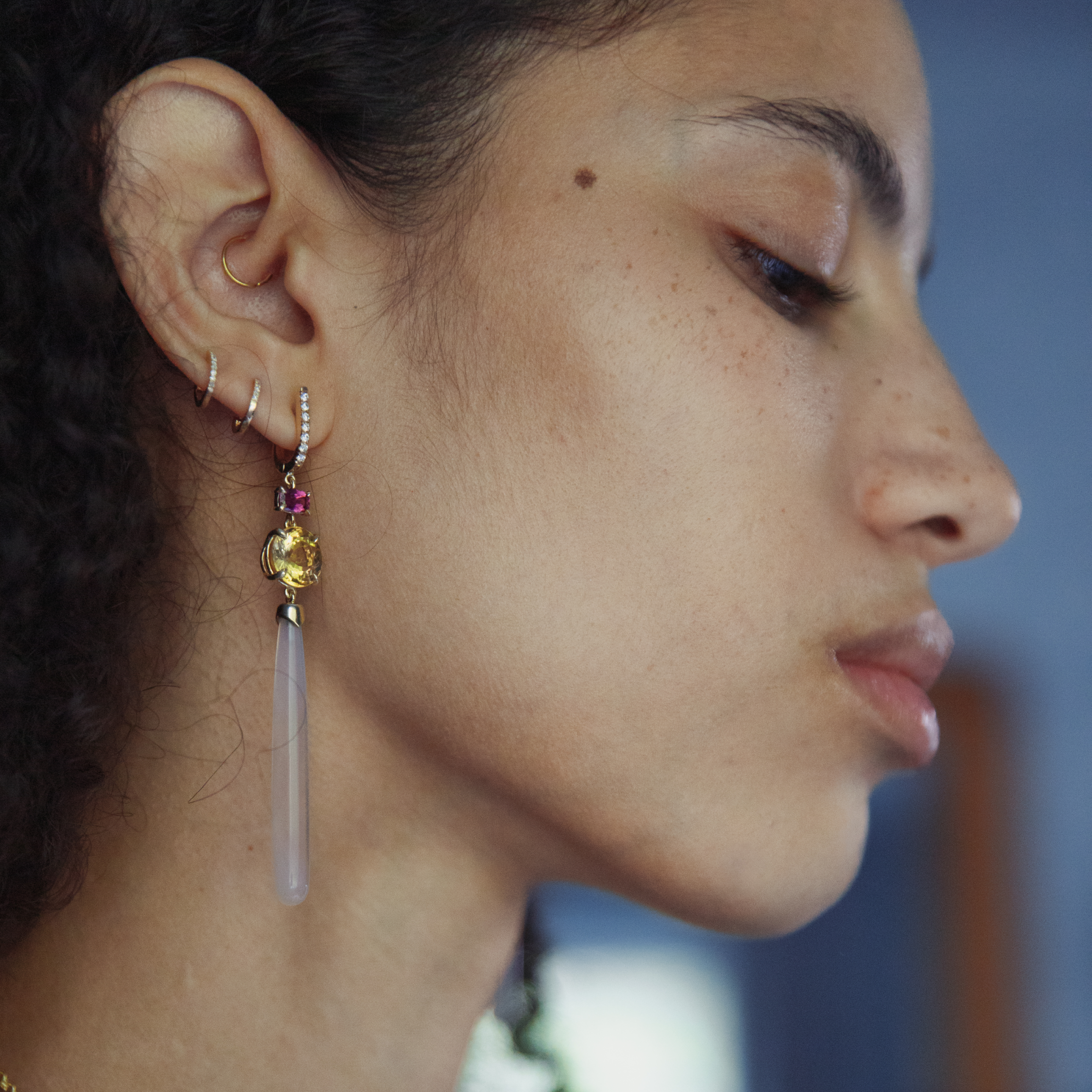 Garnet, Citrine & Agate Drops