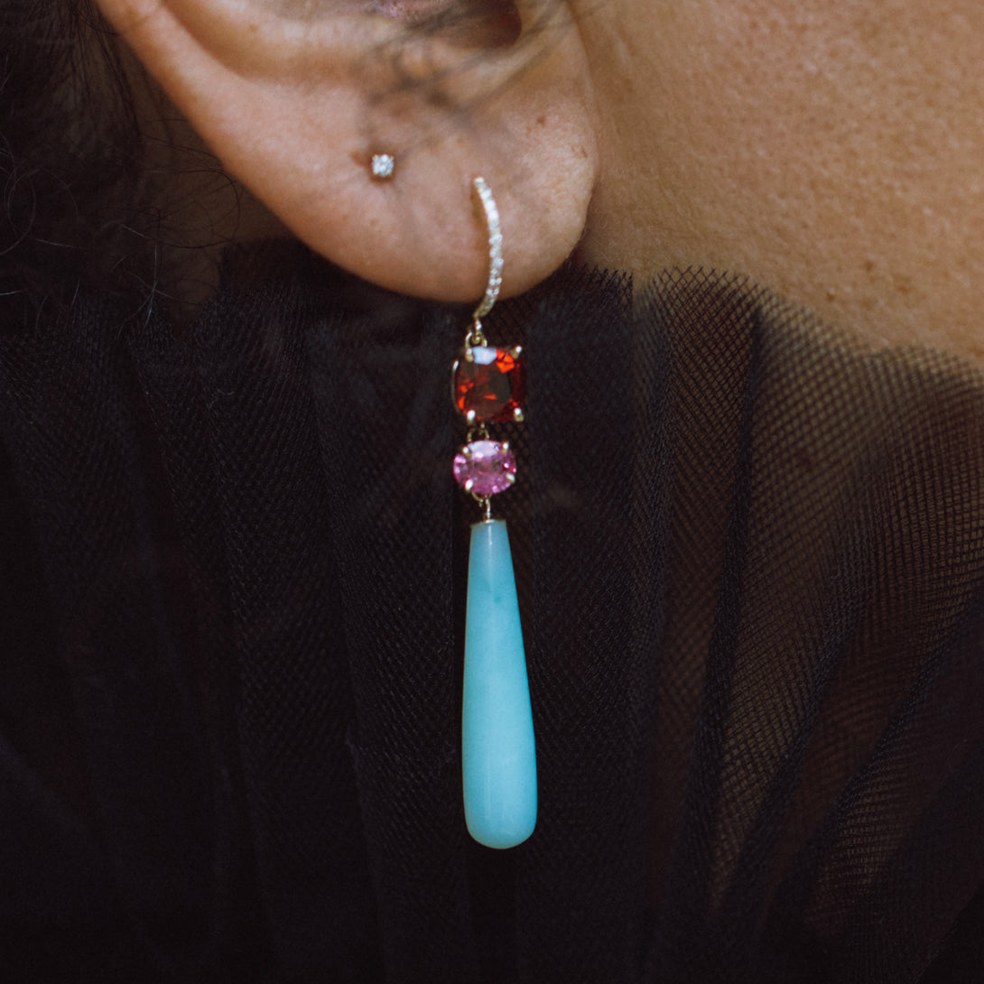 Pink Sapphire, Garnet, Opal Drops