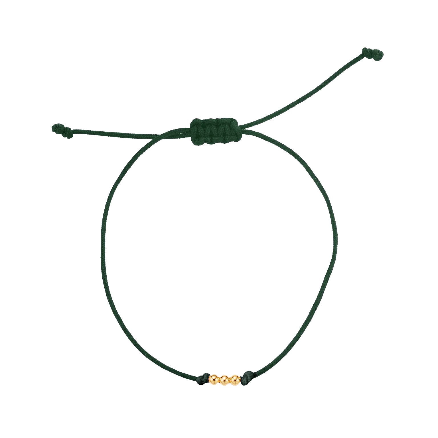 THREE BEAD GREEN STRING BRACELET