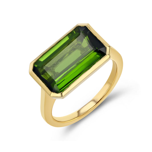 Green Tourmaline Bezel Set Ring