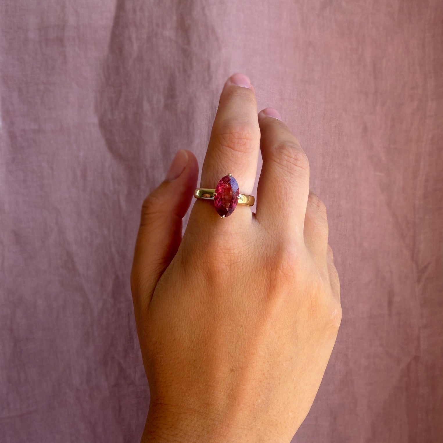 2.59ct Pink Tourmaline Oval Prong Ring