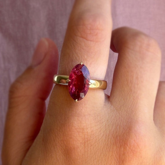 2.59ct Pink Tourmaline Oval Prong Ring