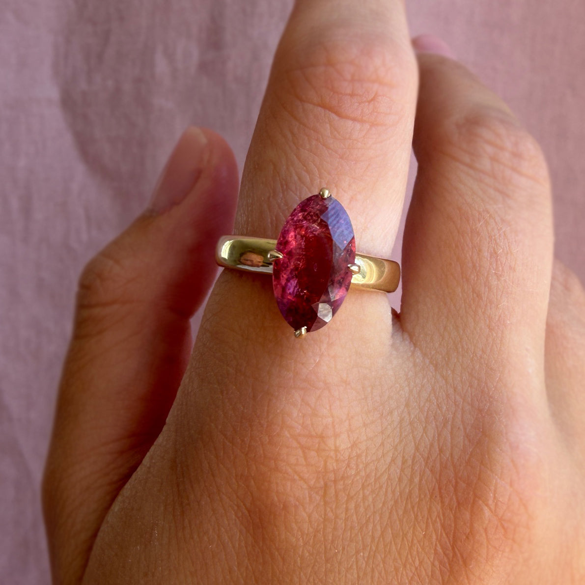 2.59ct Pink Tourmaline Oval Prong Ring