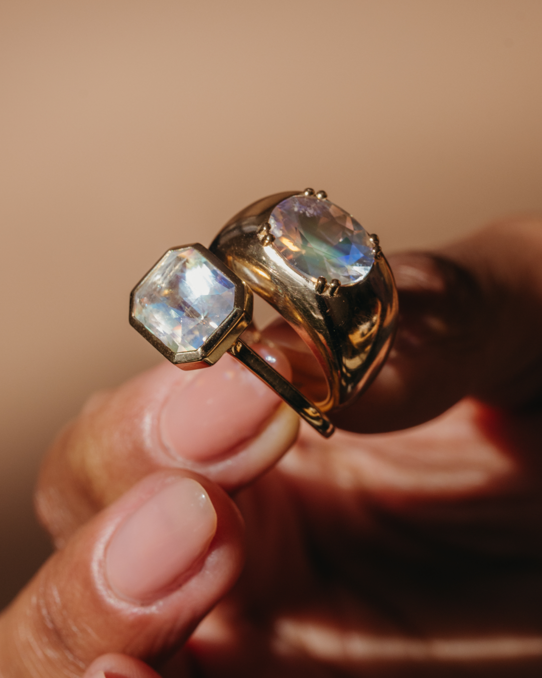 2.36ct Moonstone Double-Prong Cloud Ring