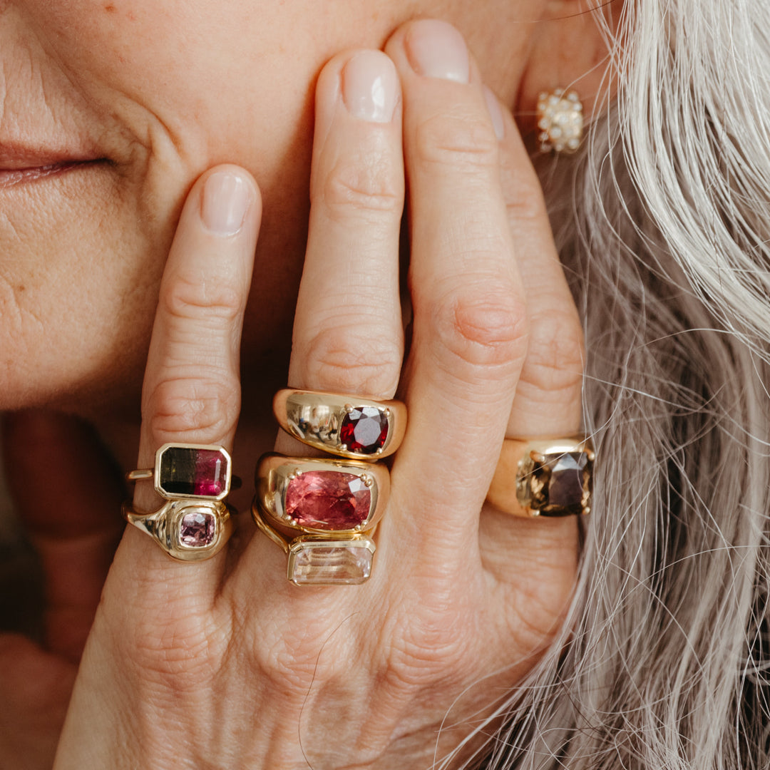 2CT GARNET CUSHION CLOUD RING