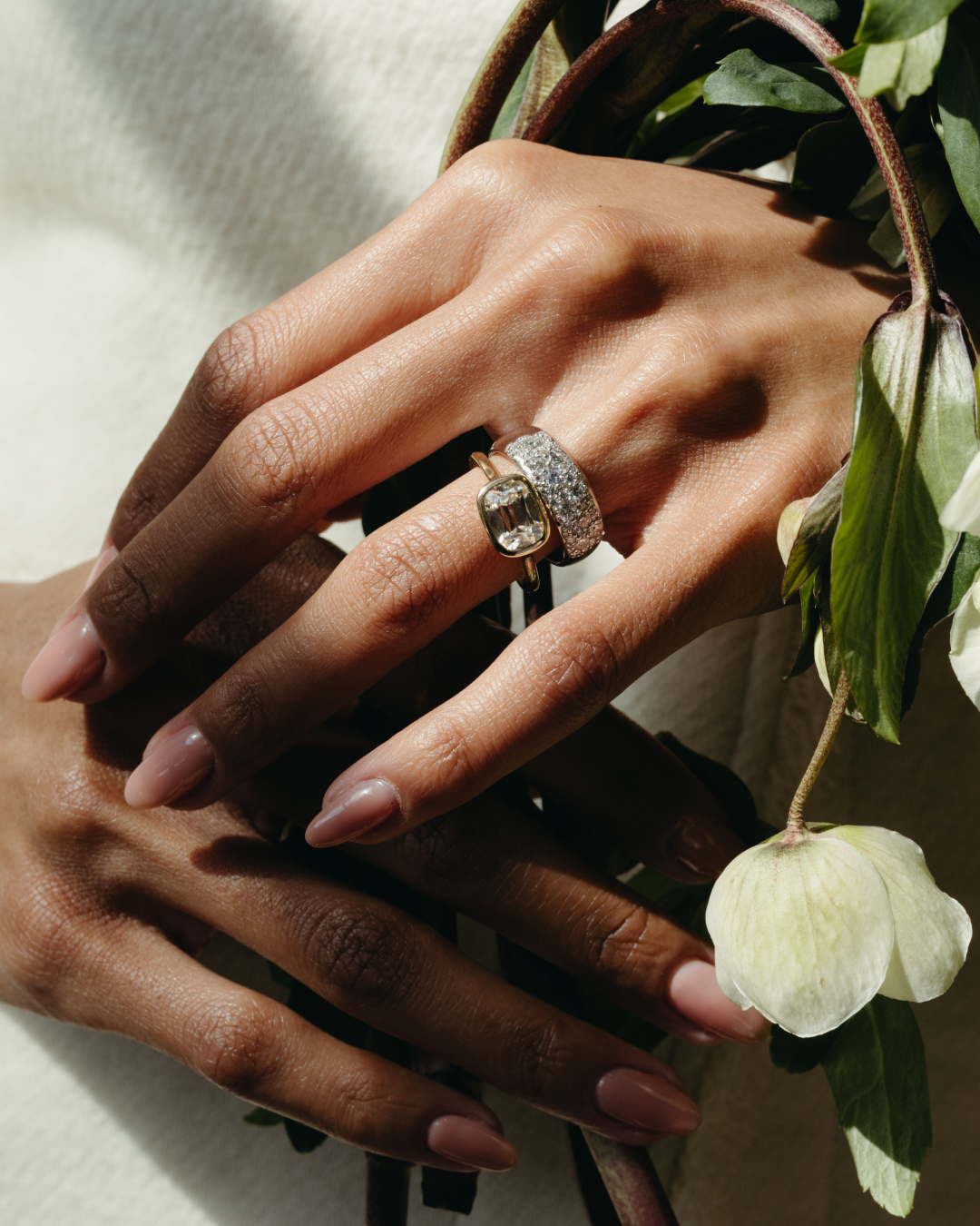 OLD MINE CUT LAB DIAMOND BEZEL RING