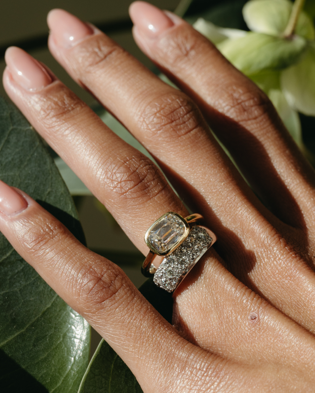 OLD MINE CUT LAB DIAMOND BEZEL RING