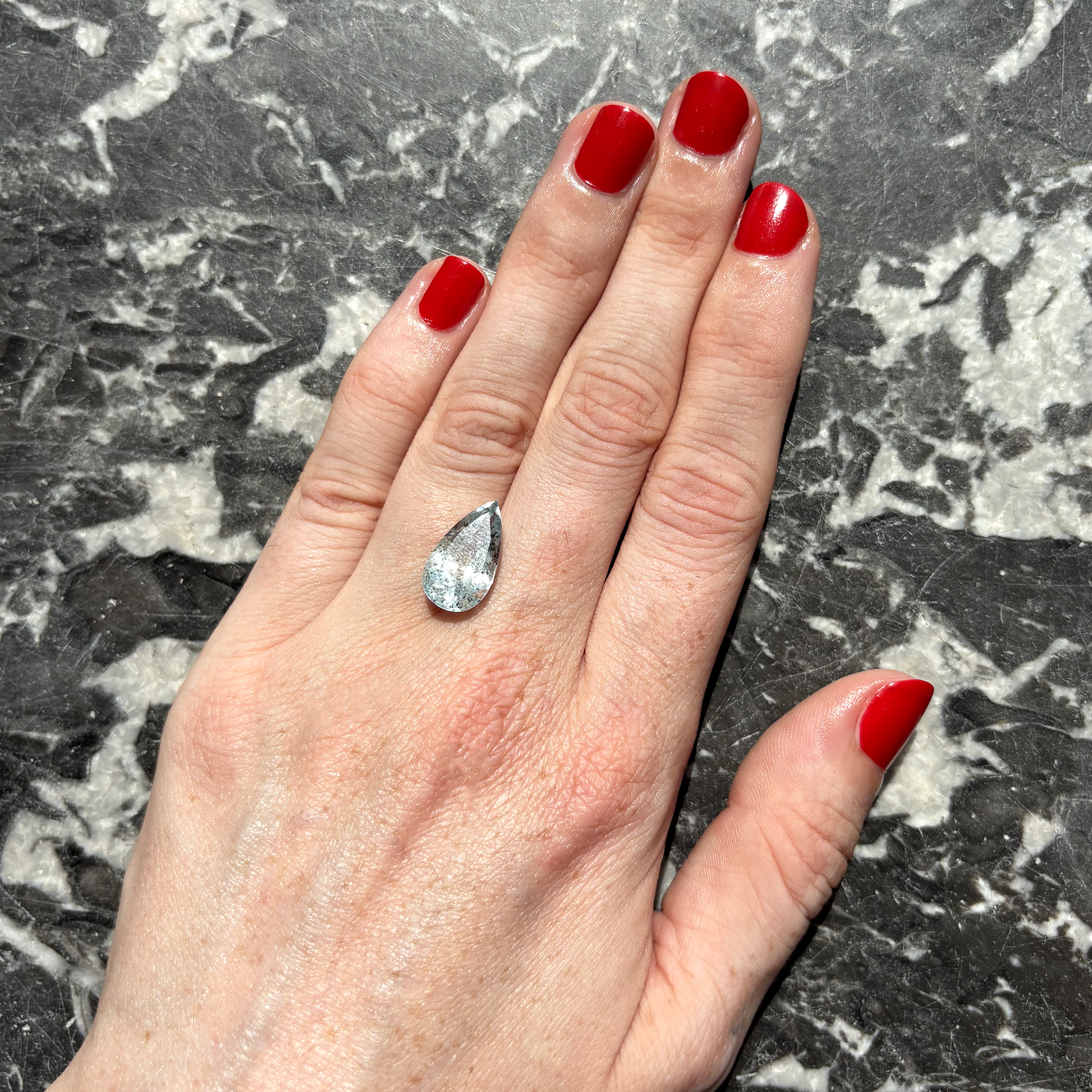 Bespoke 6.02ct Pear Cut Speckled Aquamarine