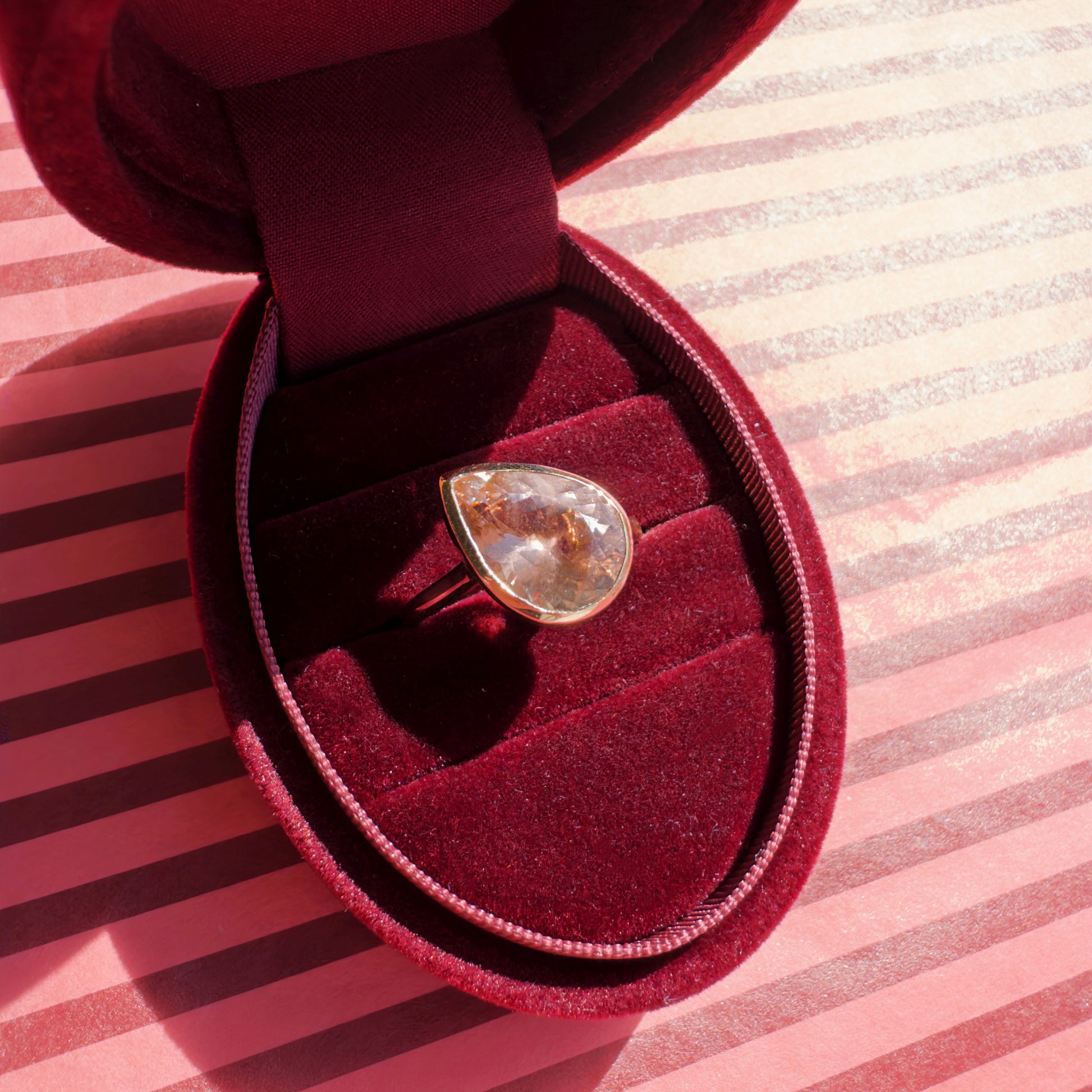4.40ct Pink Tourmaline Titled Pear Ring
