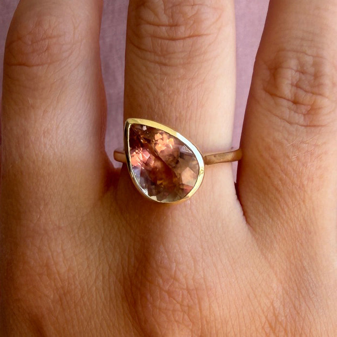 4.40ct Pink Tourmaline Titled Pear Ring