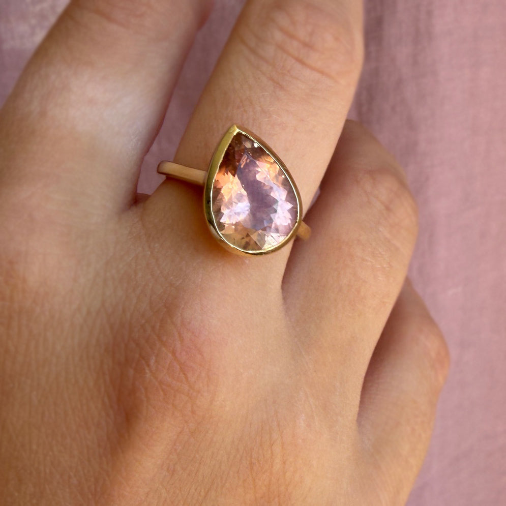4.40ct Pink Tourmaline Titled Pear Ring