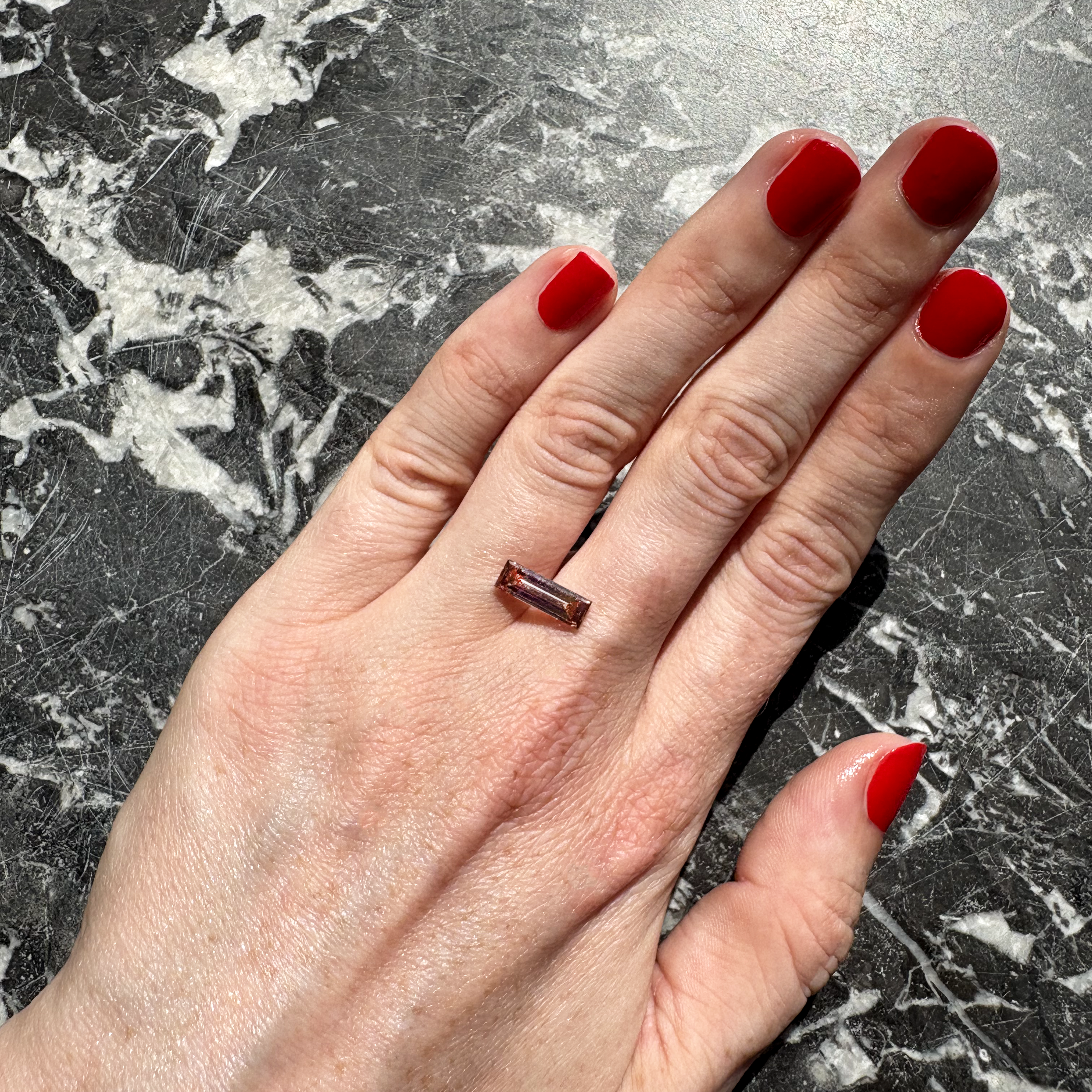 Bespoke 1.33ct Intense Orangy Pink Step Cut Lab Diamond