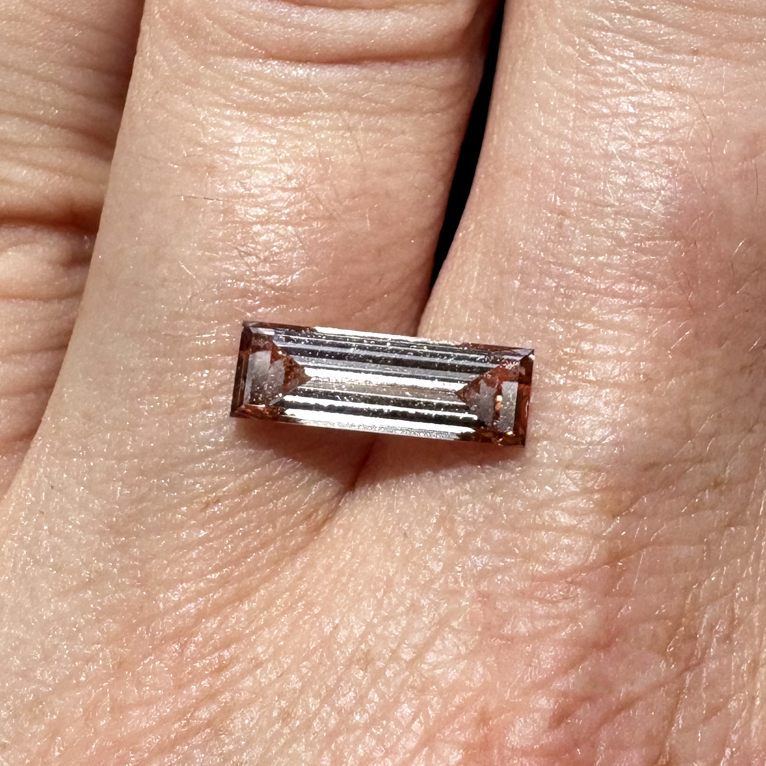 Bespoke 1.33ct Intense Orangy Pink Step Cut Lab Diamond
