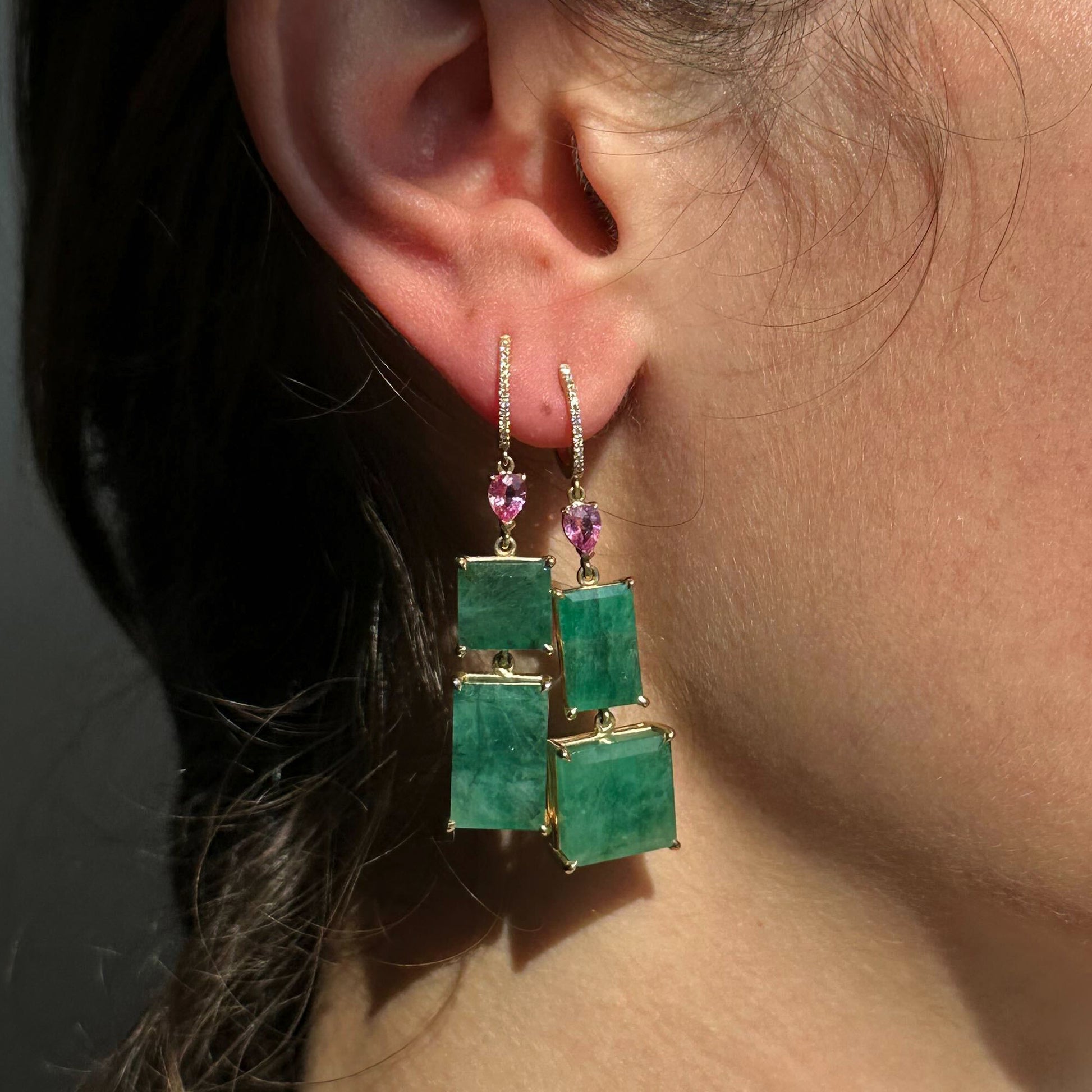 Pink Sapphire & Emerald Drops