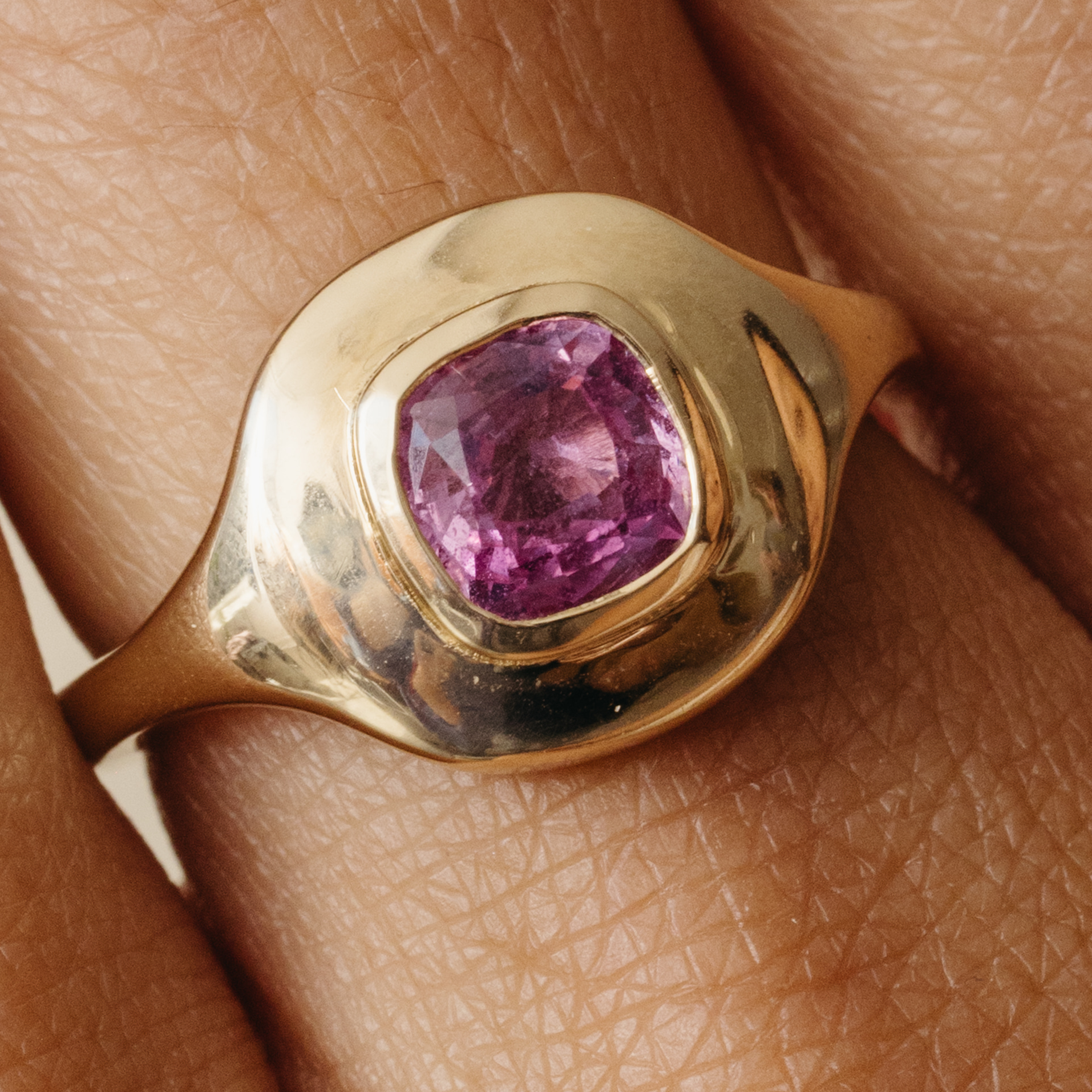 1.17ct Pink Sapphire Ripple Ring