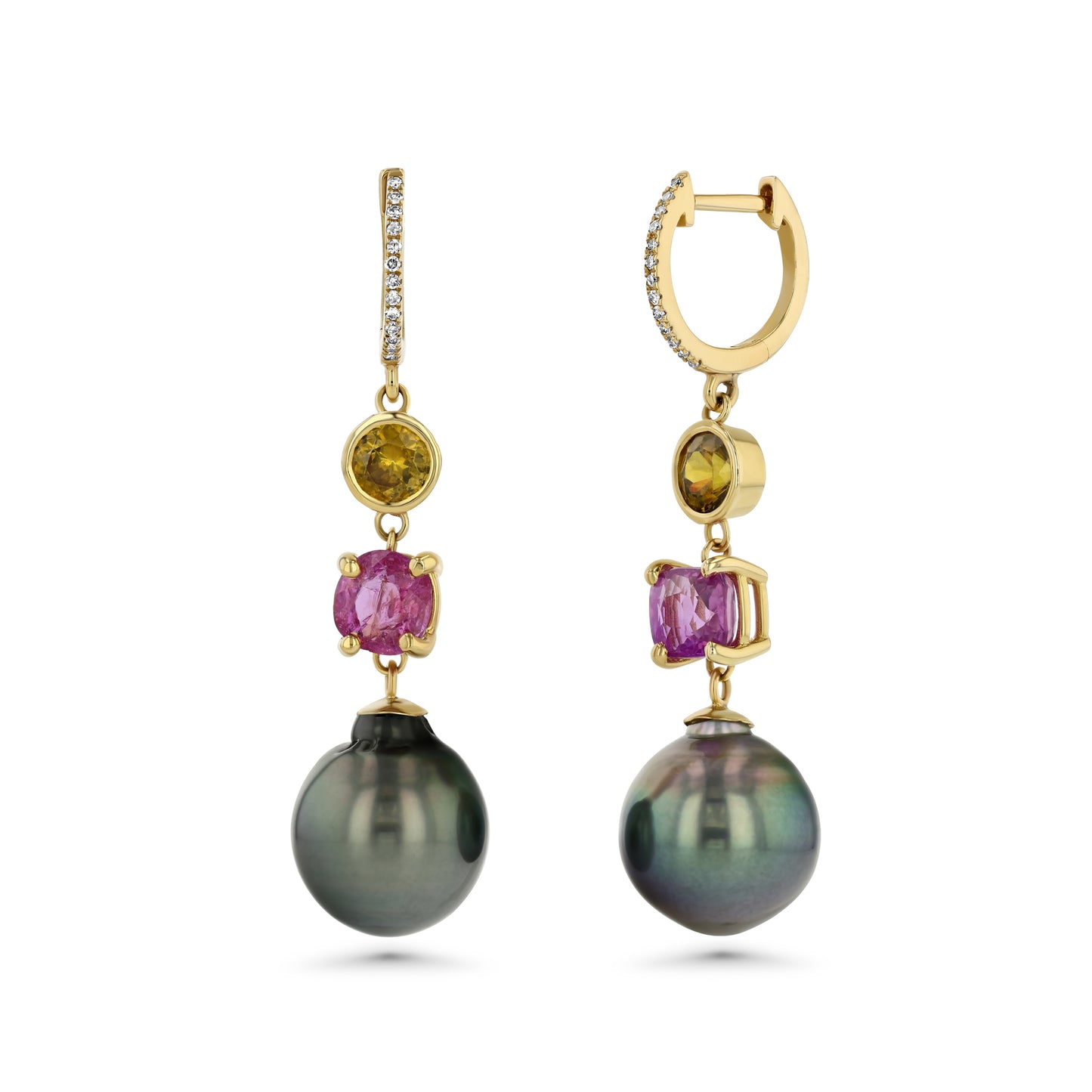 Pink Sapphire, Sphene, Tahitian Pearl Drops