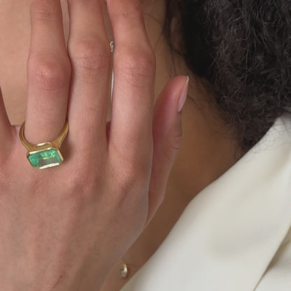 5.36ct Colombian Emerald Bezel Ring