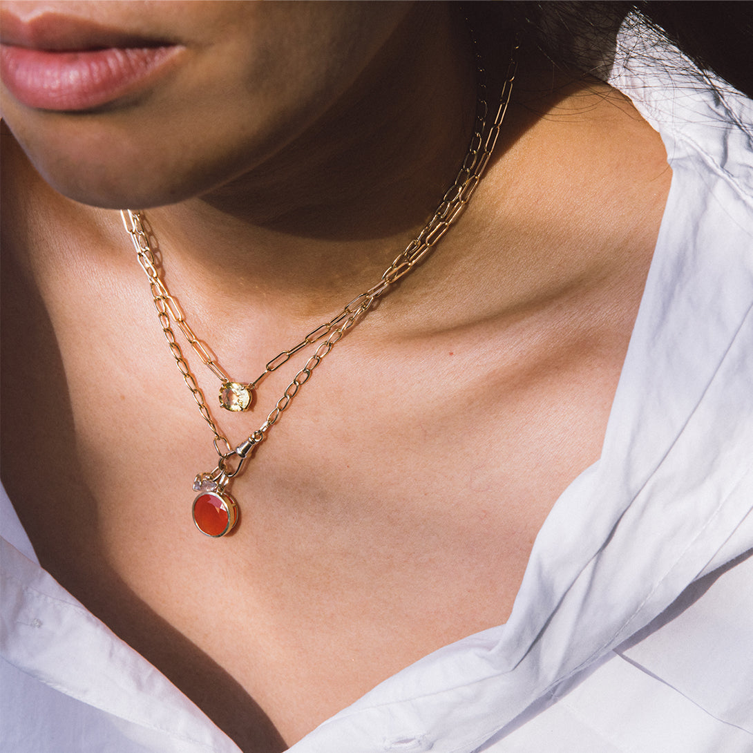 Round Carnelian Bezel Set Charm