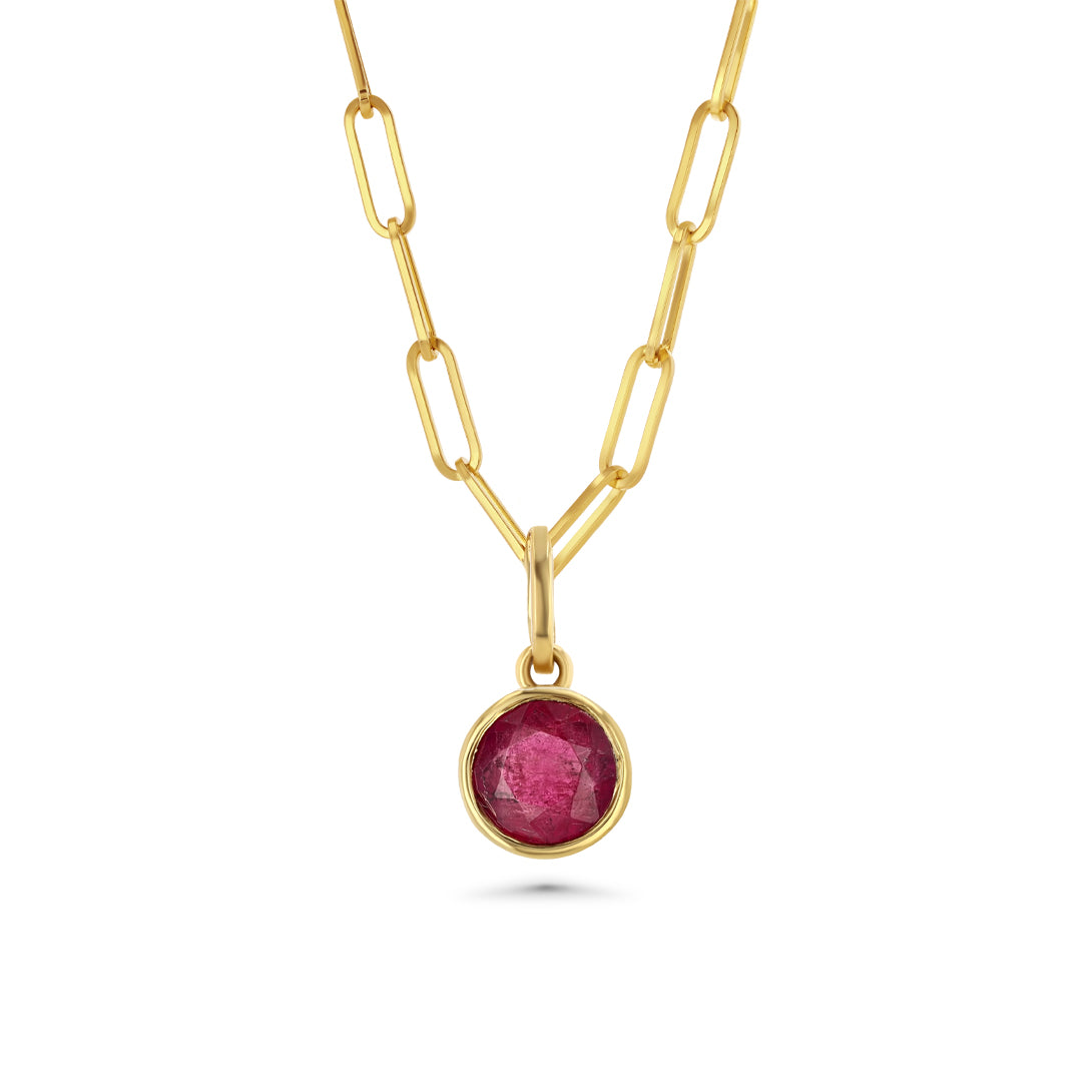 Dark Pink Tourmaline Bezel Set Charm