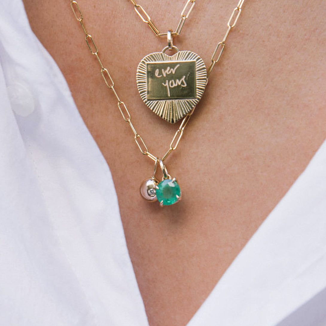 Round Emerald Prong Set Charm