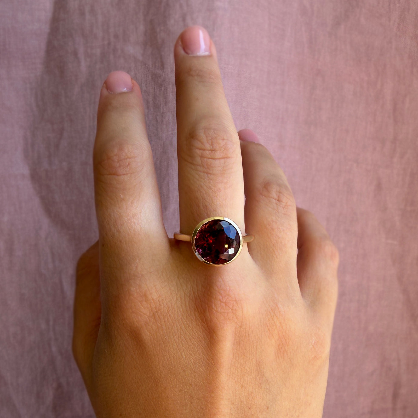 8.24ct Round Tourmaline Bezel Ring