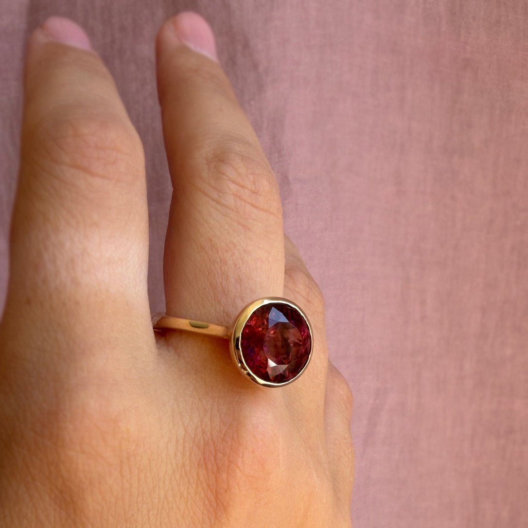 8.24ct Round Tourmaline Bezel Ring