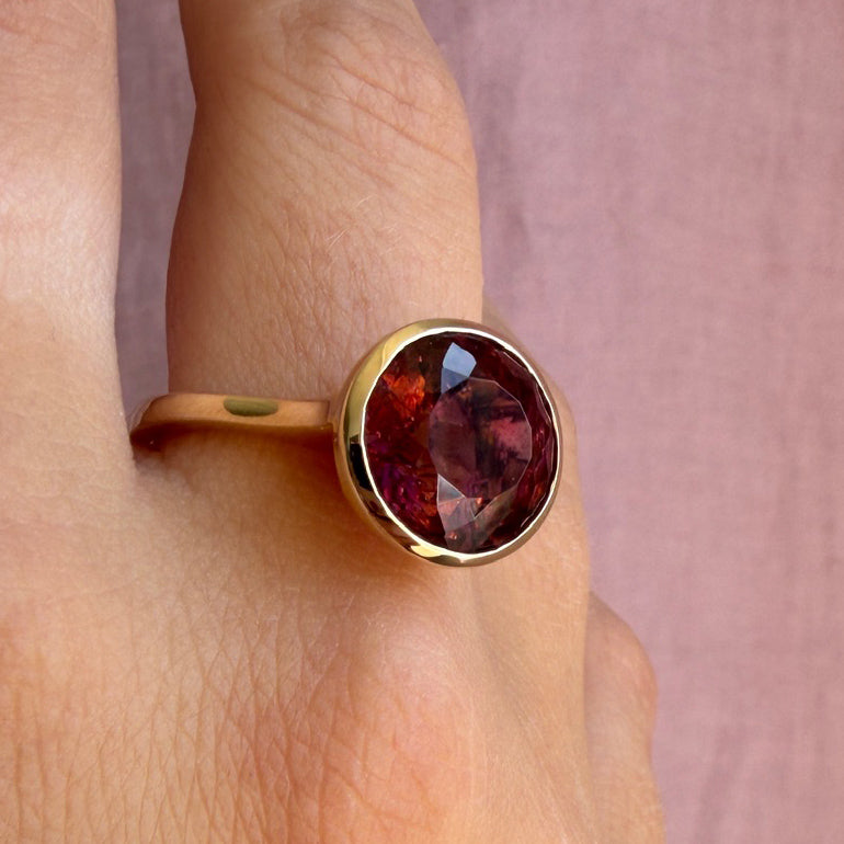8.24ct Round Tourmaline Bezel Ring
