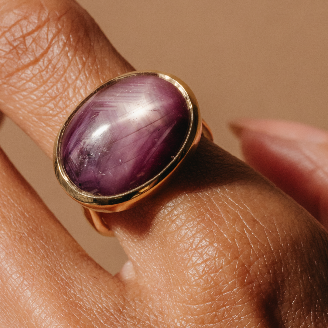 24.1ct Star Ruby Cabochon Bezel Ring