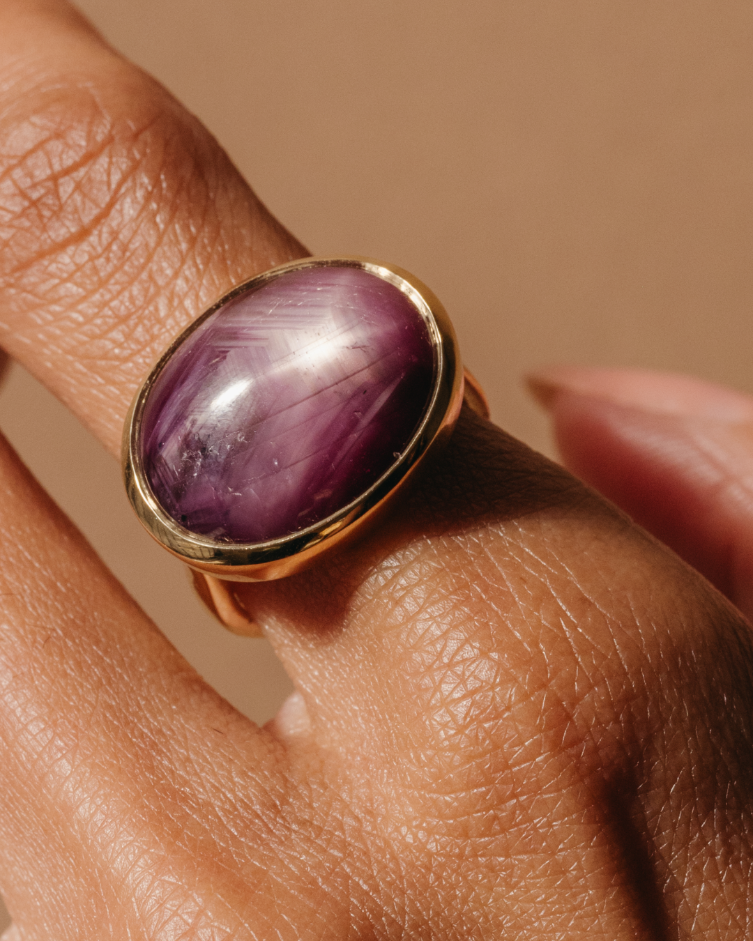 24.1ct Star Ruby Cabochon Bezel Ring
