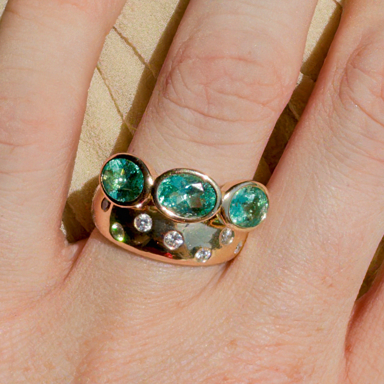 Muzo Emerald Three Stone Ring