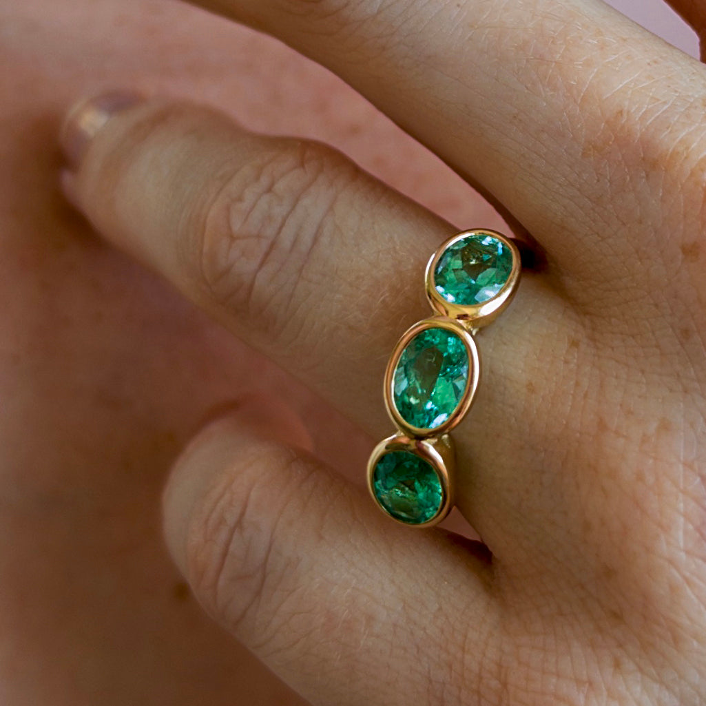Muzo Emerald Three Stone Ring