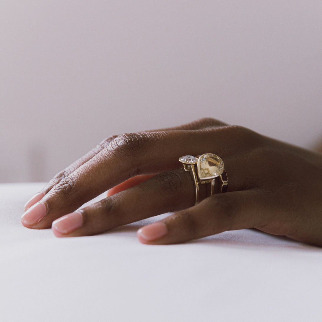 Tilted Citrine Ring