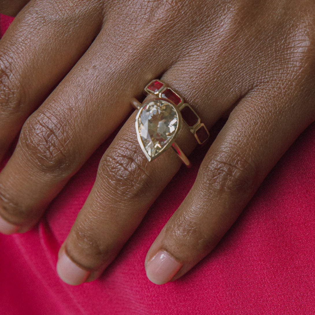 Tilted Citrine Ring