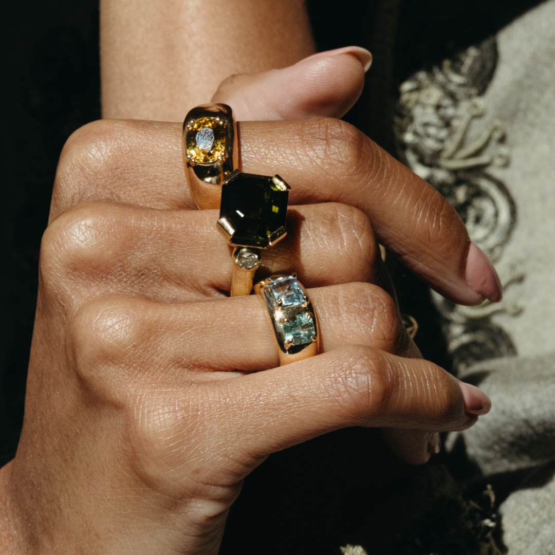 Toi et Moi Beryl and Aquamarine Cloud Ring