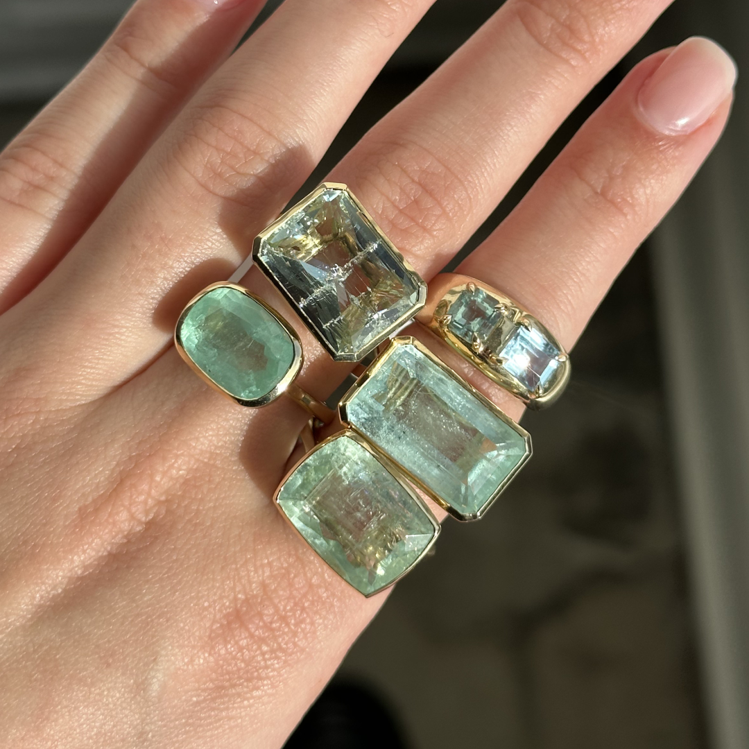 Toi et Moi Beryl and Aquamarine Cloud Ring