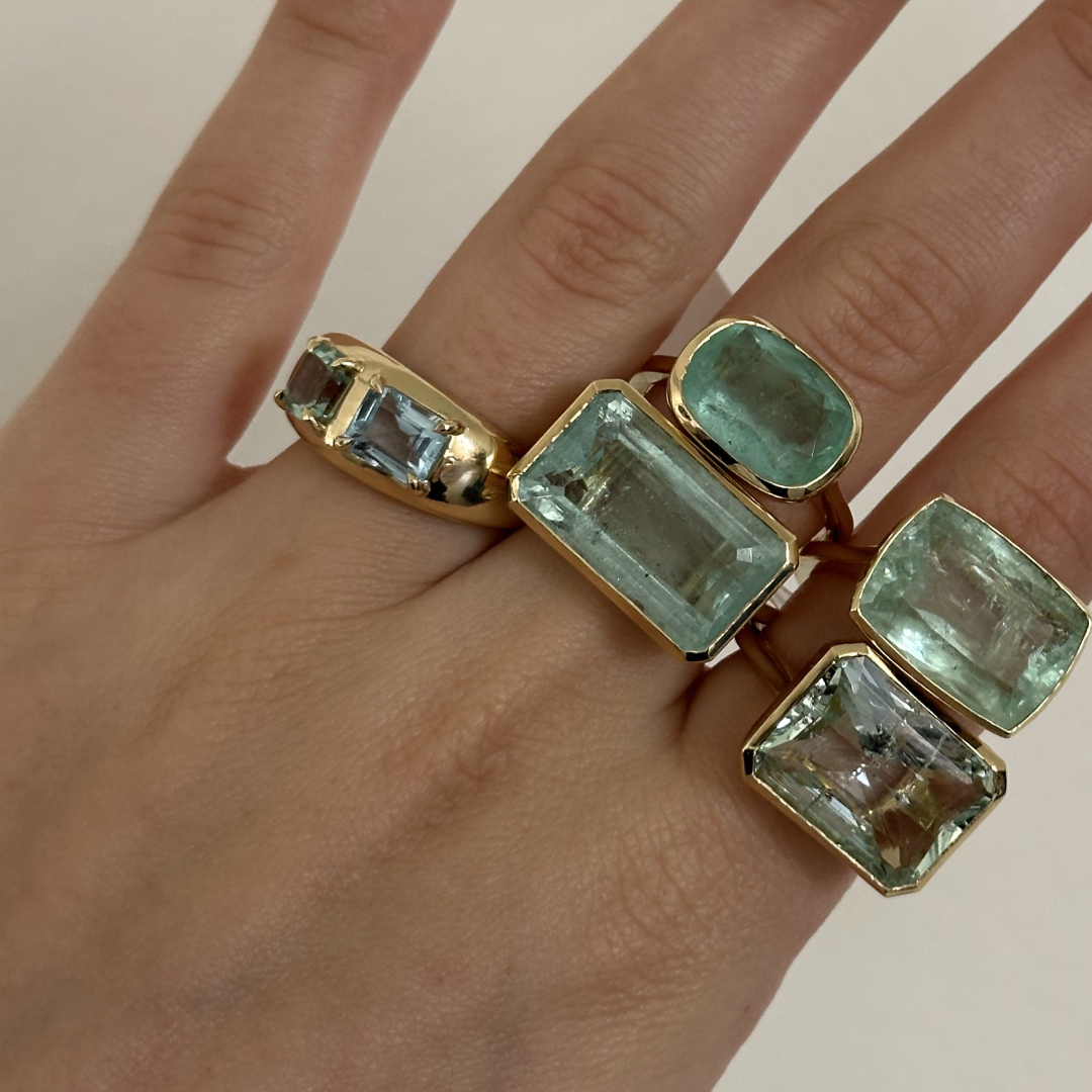 Toi et Moi Beryl and Aquamarine Cloud Ring