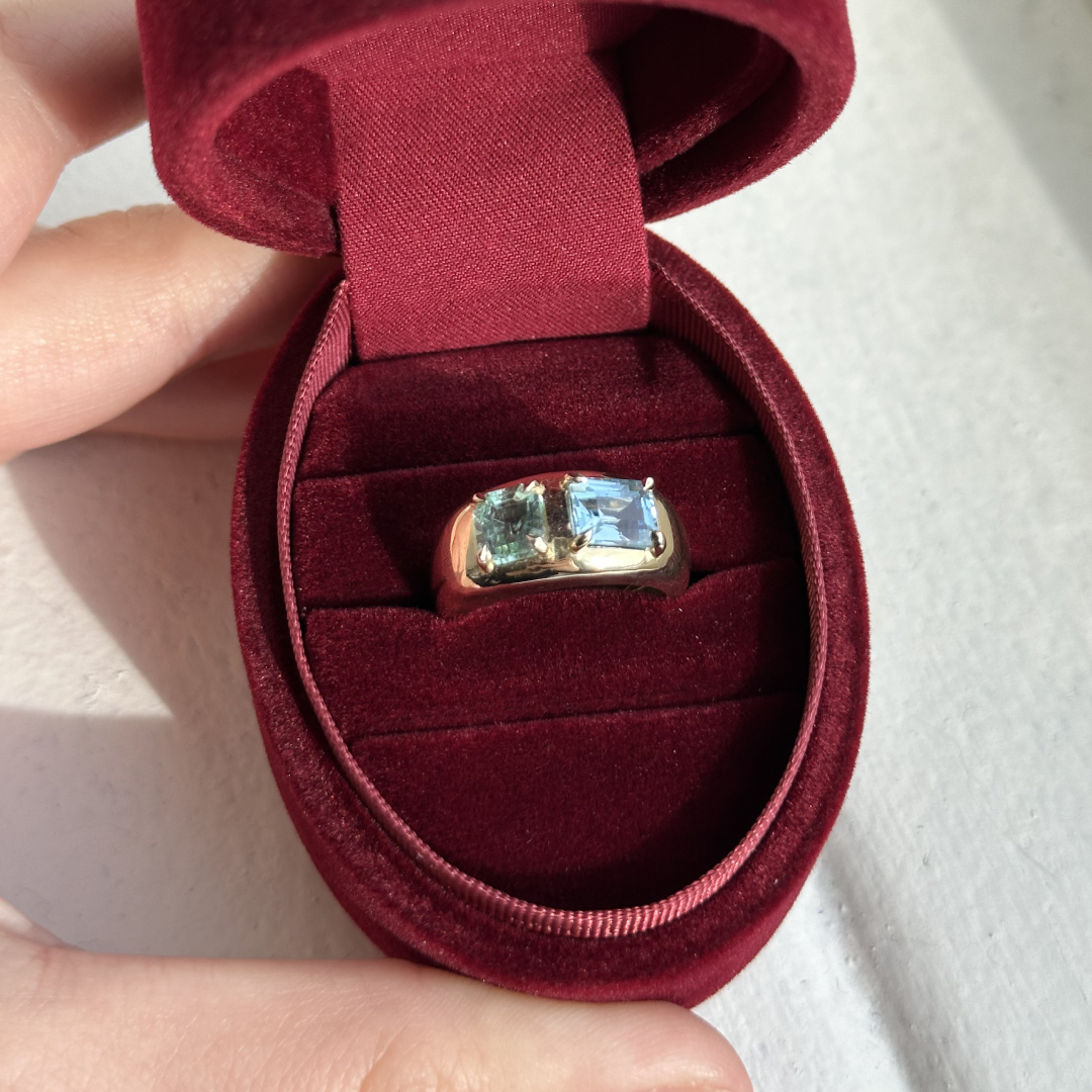 Toi et Moi Beryl and Aquamarine Cloud Ring