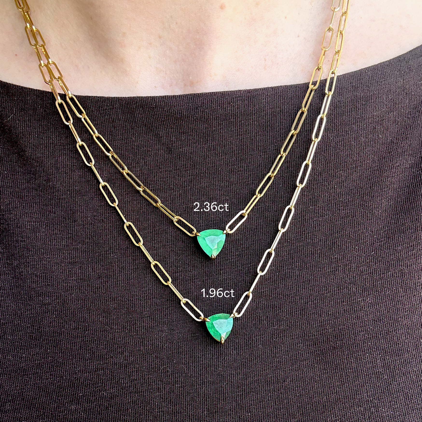 2.36ct Colombian Emerald Trilliant Necklace