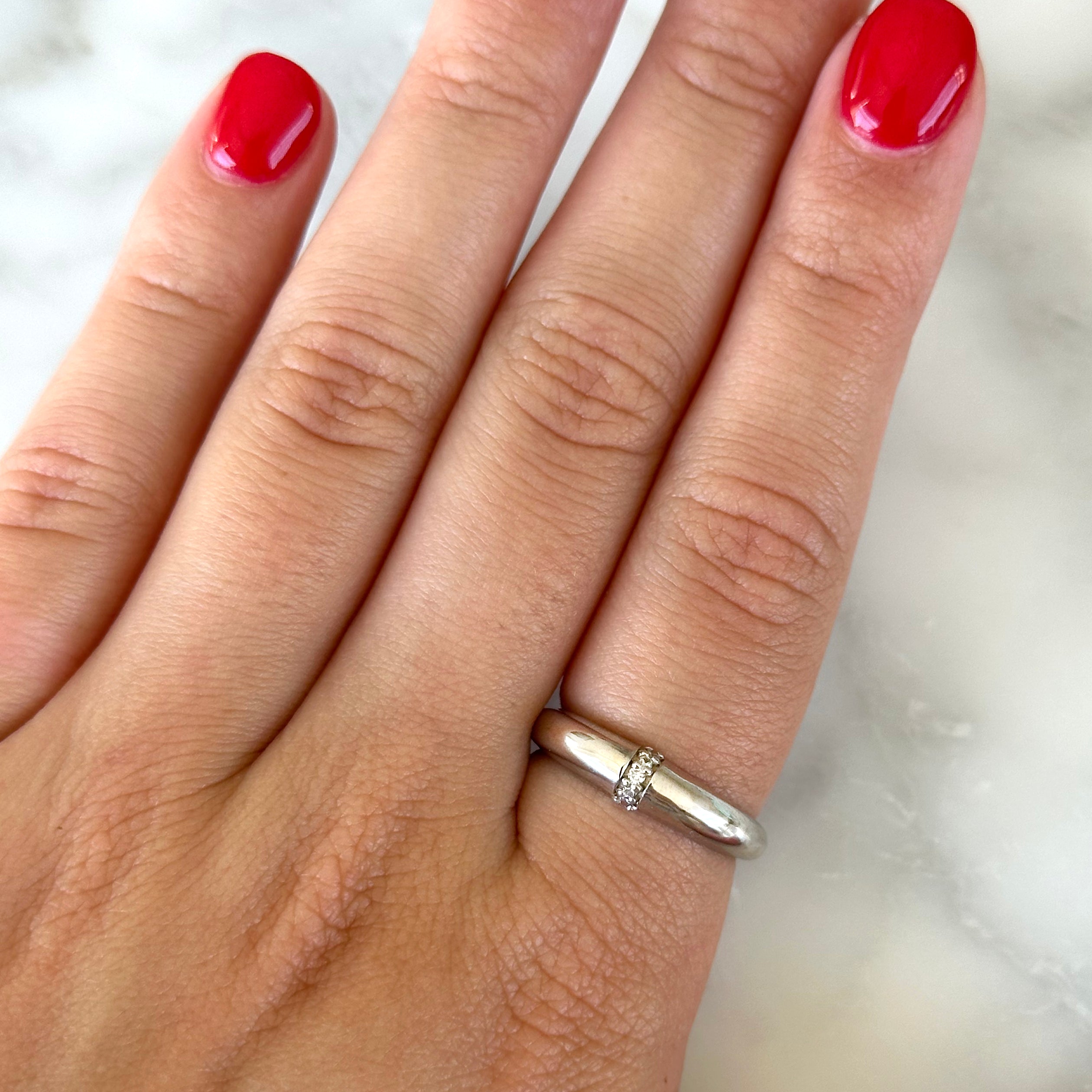 Diamond Line Cloud Ring