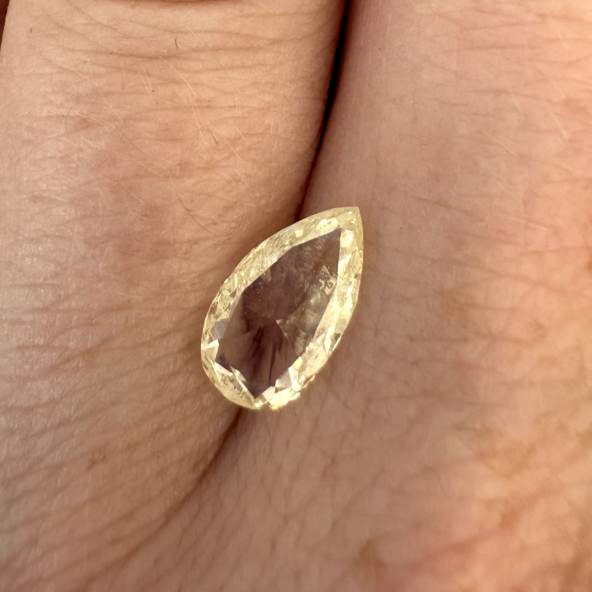 Bespoke 0.92ct Yellow Pear Cut Diamond