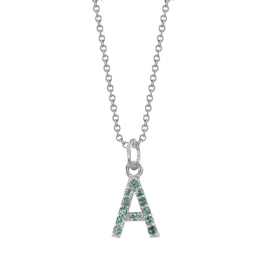 A Initial Birthstone Charm Necklace