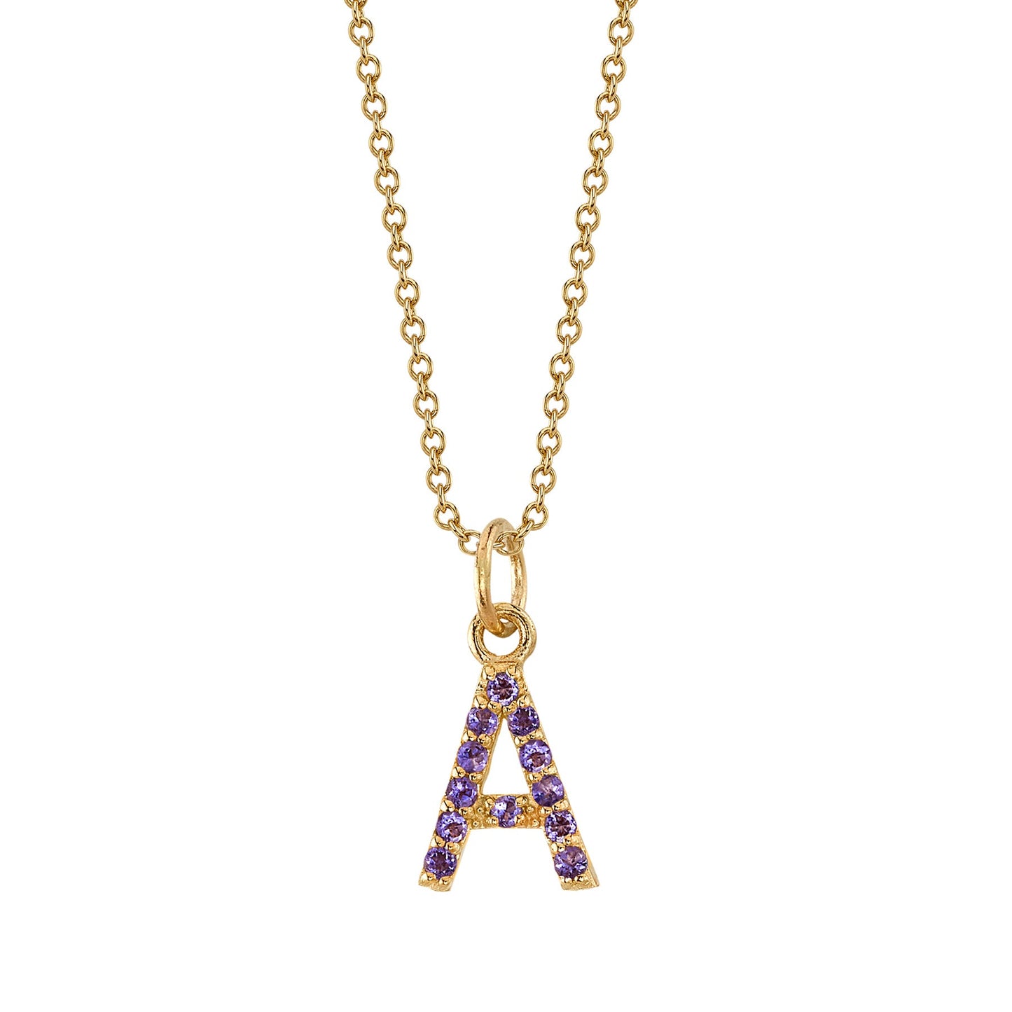 A Initial Birthstone Charm Necklace